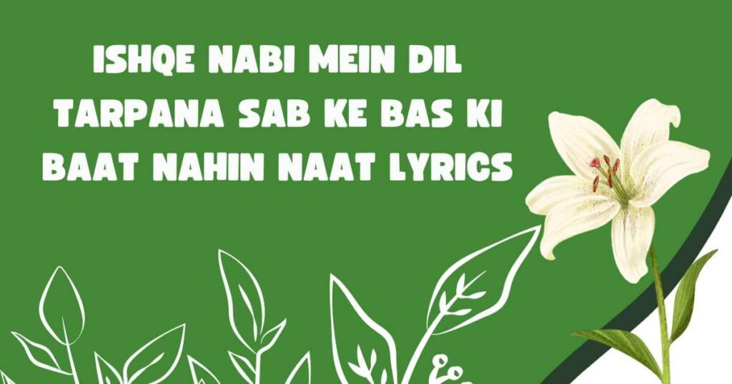 Ishqe Nabi Mein Dil Tarpana Sab Ke Bas Ki Baat Nahin Naat Lyrics ...